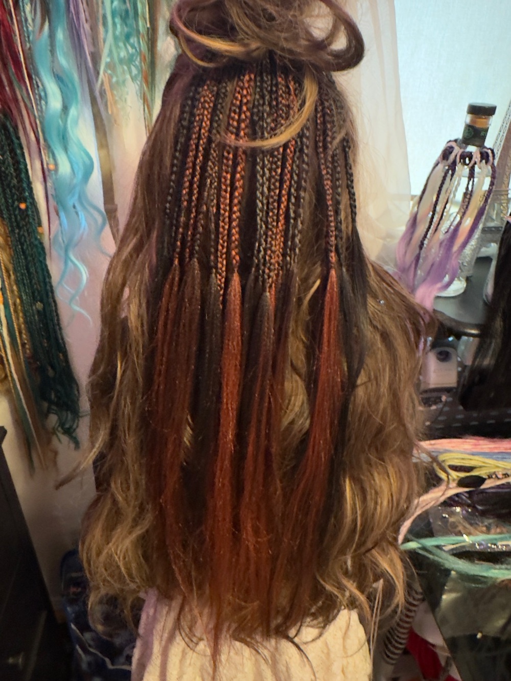 Hand-Braided Long Ombre Wig - Brown with Copper Highlights